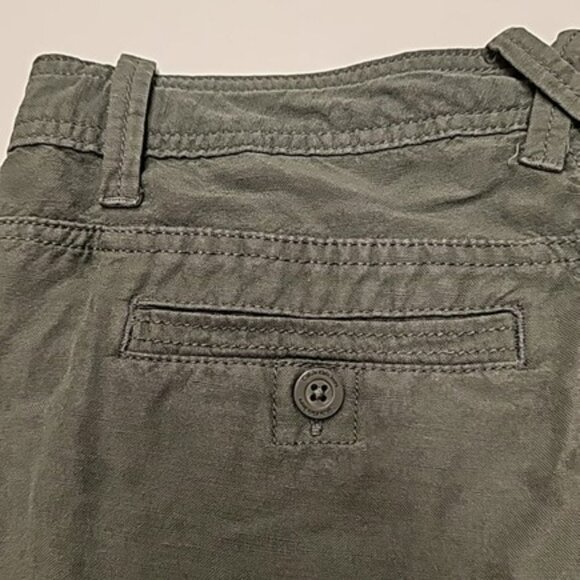 Calvin Klein Women's Shorts Size 4 Olive Green Linen Blend Pockets Outdoors Y2K - Picture 12 of 14